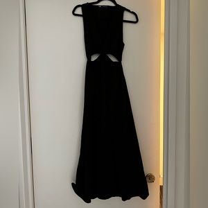 Black cotton poplin cut-out dress.